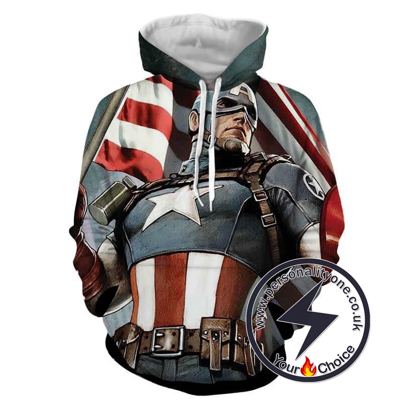 CAPTAIN AMERICA WITH FLAG 3D Hoodies - CAPTAIN AMERICA 3D